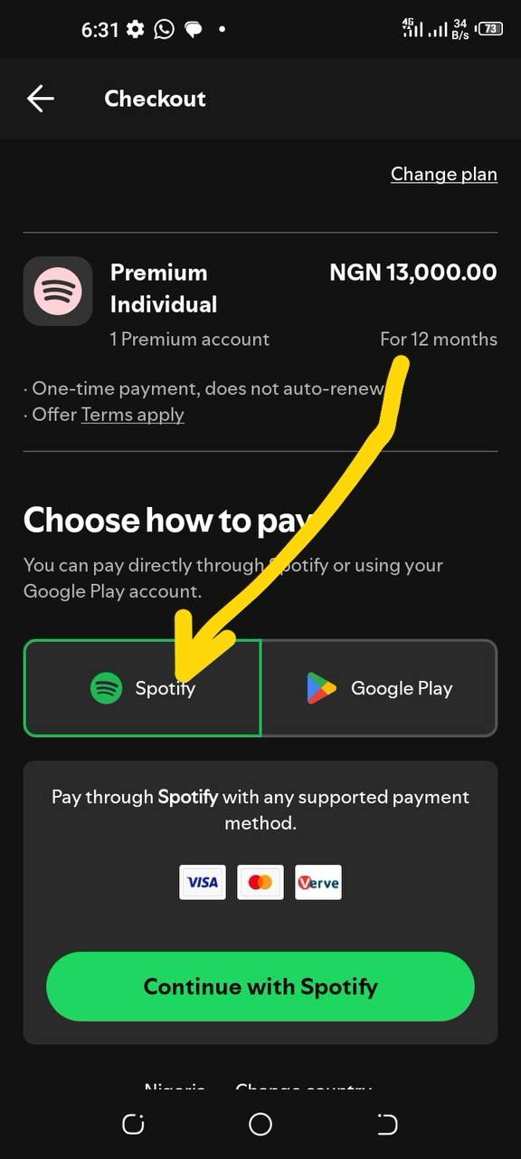 尼日尼亚区spotify个人年付又续费了,一年13000奈拉,独立账号,不是家庭号不会翻车