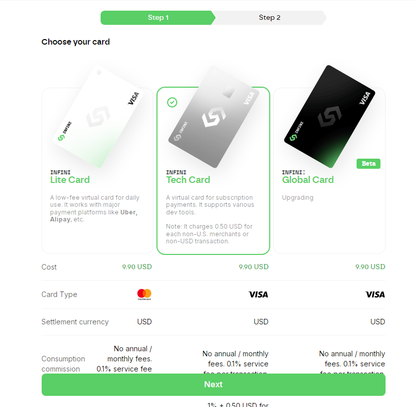 infini虚拟卡.不用kyc,可绑定VX、ZF宝,过kyc之后不限额度