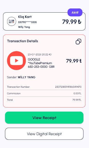 土耳其虚拟卡kliq,无需90土区号码注册,无需kyc认证可以获得2750里拉