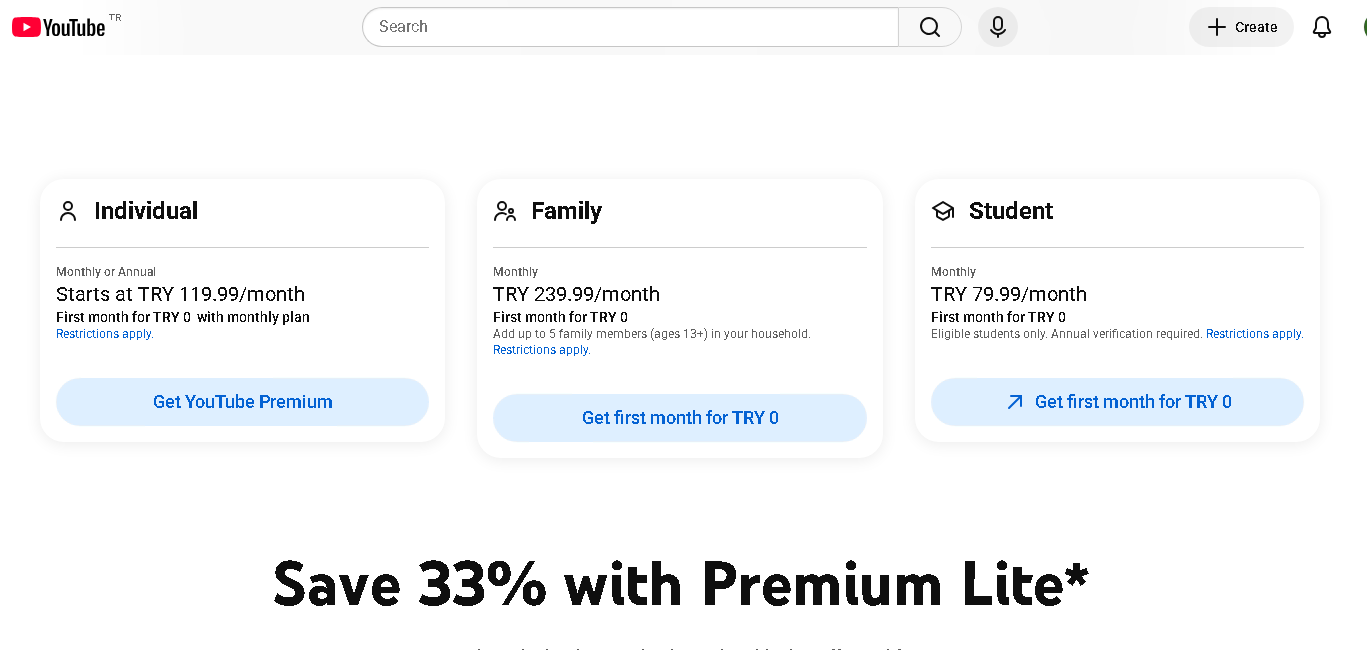 土耳其youtube premium 個人plan 年付只需1199.99里拉,需要土耳其卡支付,可以代購 土耳其youtube premium 個人plan 年付只需1199.99里拉,需要土耳其卡支付,可以代購